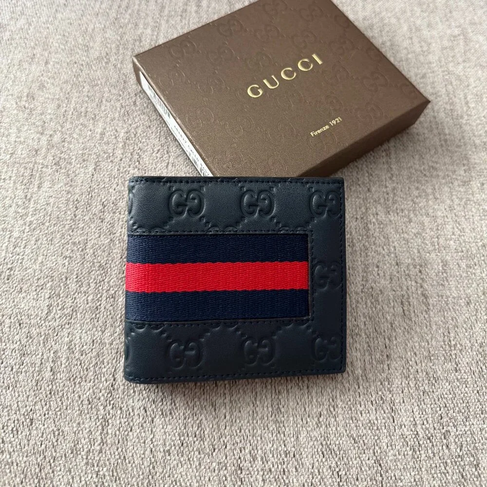 New Gucci Blue Bifold with WEB